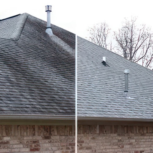 Roof soft wash before and after