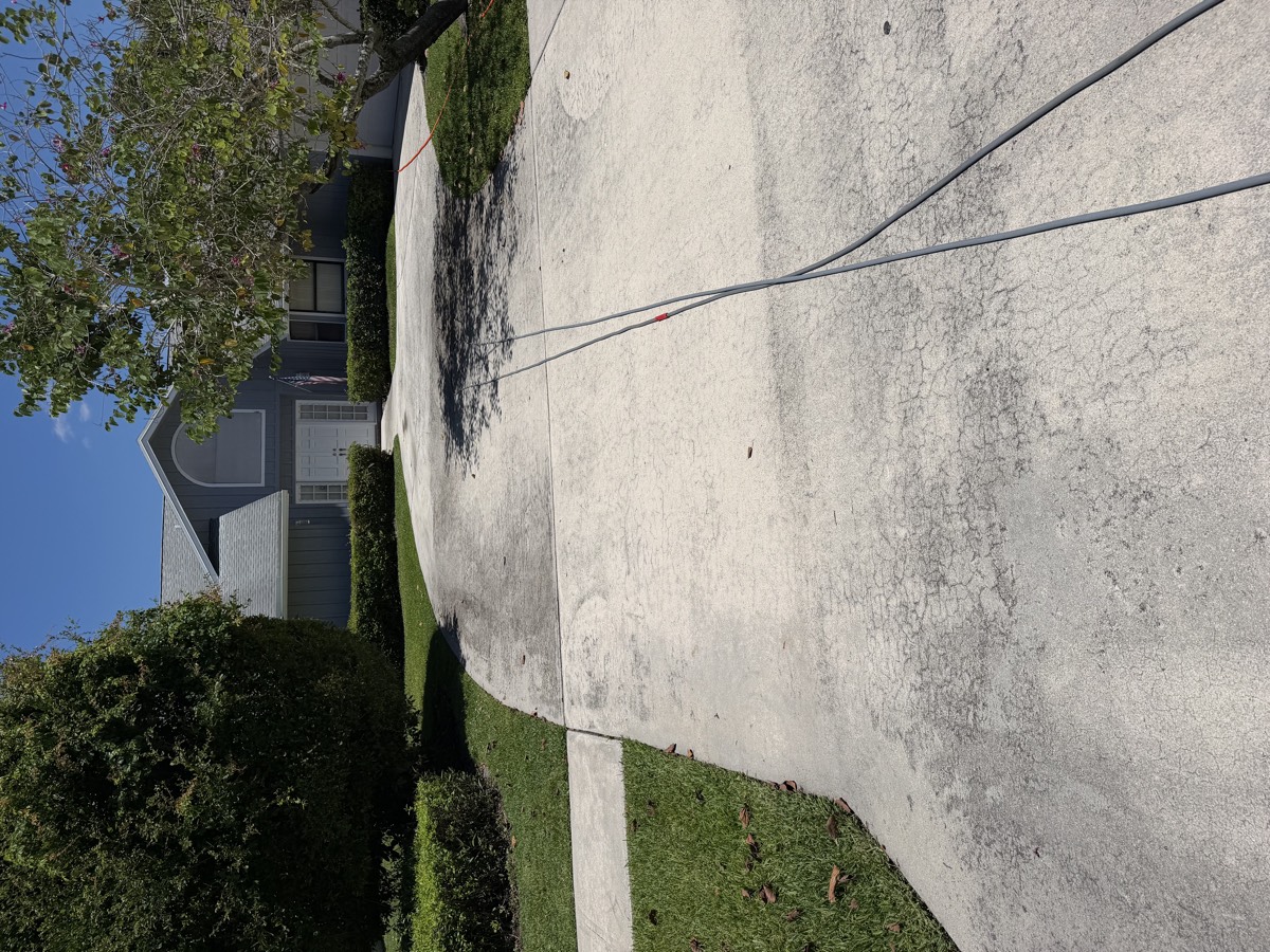 Driveway before pressure washing